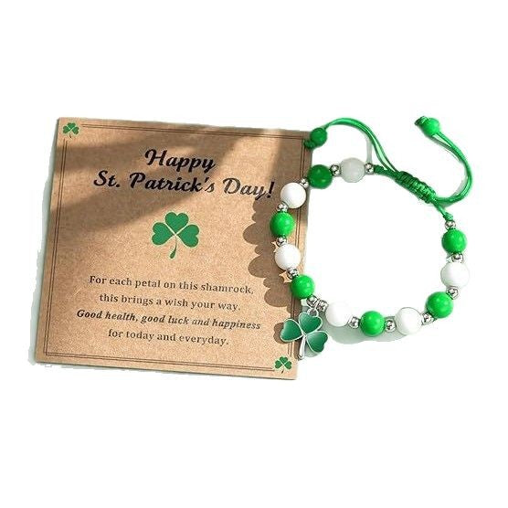 Wholesale St.  Patrick' s Day Clover Bead Bracelet