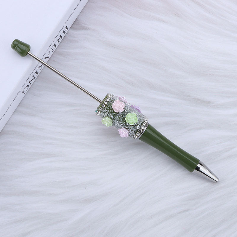 Wholesale 50pcs DIY Rose Flower Sugar Diamond Small Flower Embellishment Creative Beaded Round Bead Cute Pen