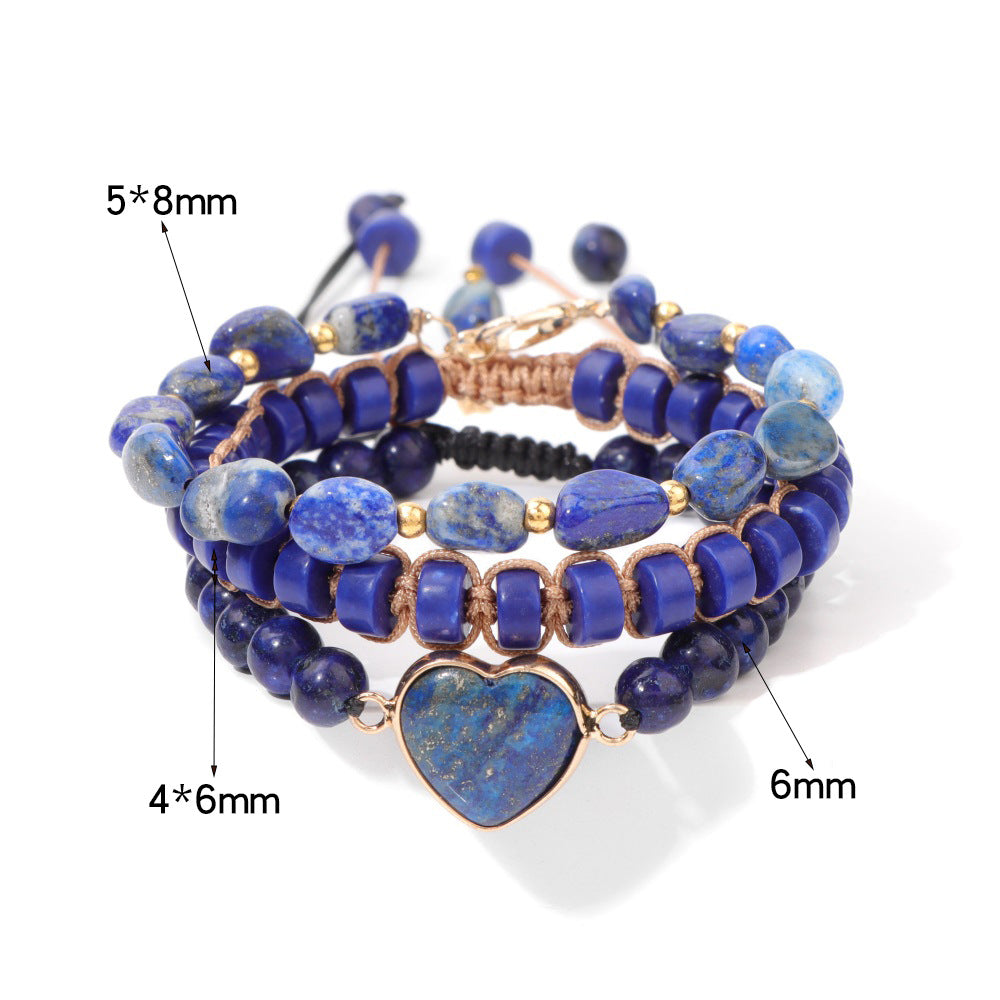 Wholesale Woven Crushed Stone Beads Love Heart Agate Bracelet