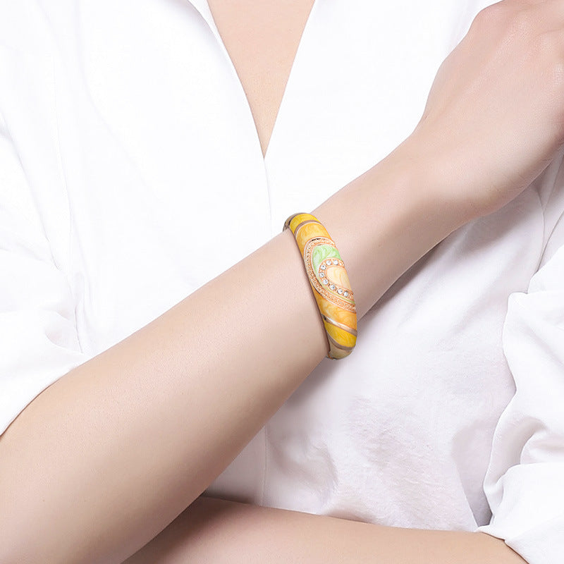 Wholesale Enamel Diamond Set Color Matching Geometric Drop Oil Alloy Bracelet