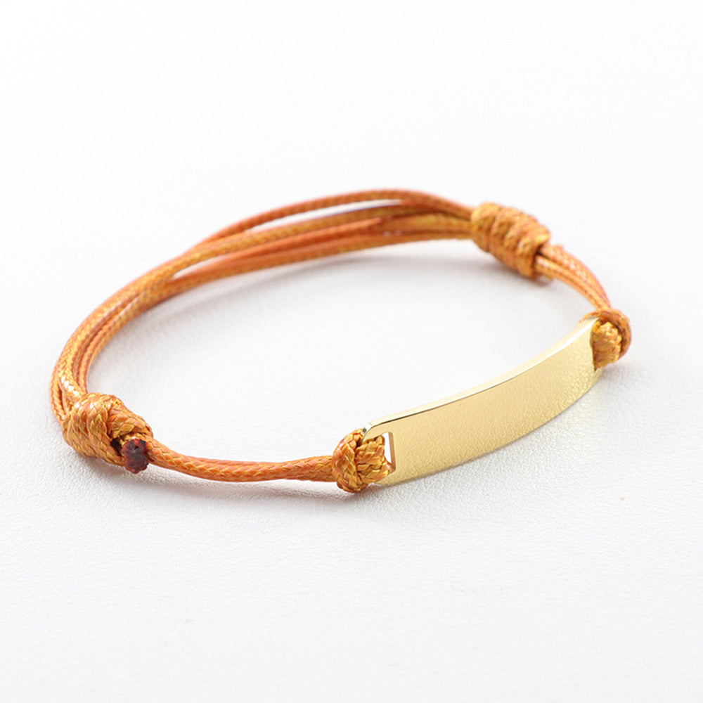 Wholesale Mirror Polished Titanium Steel Braided Stainless Steel Wax Rope Adjustable Bracelet