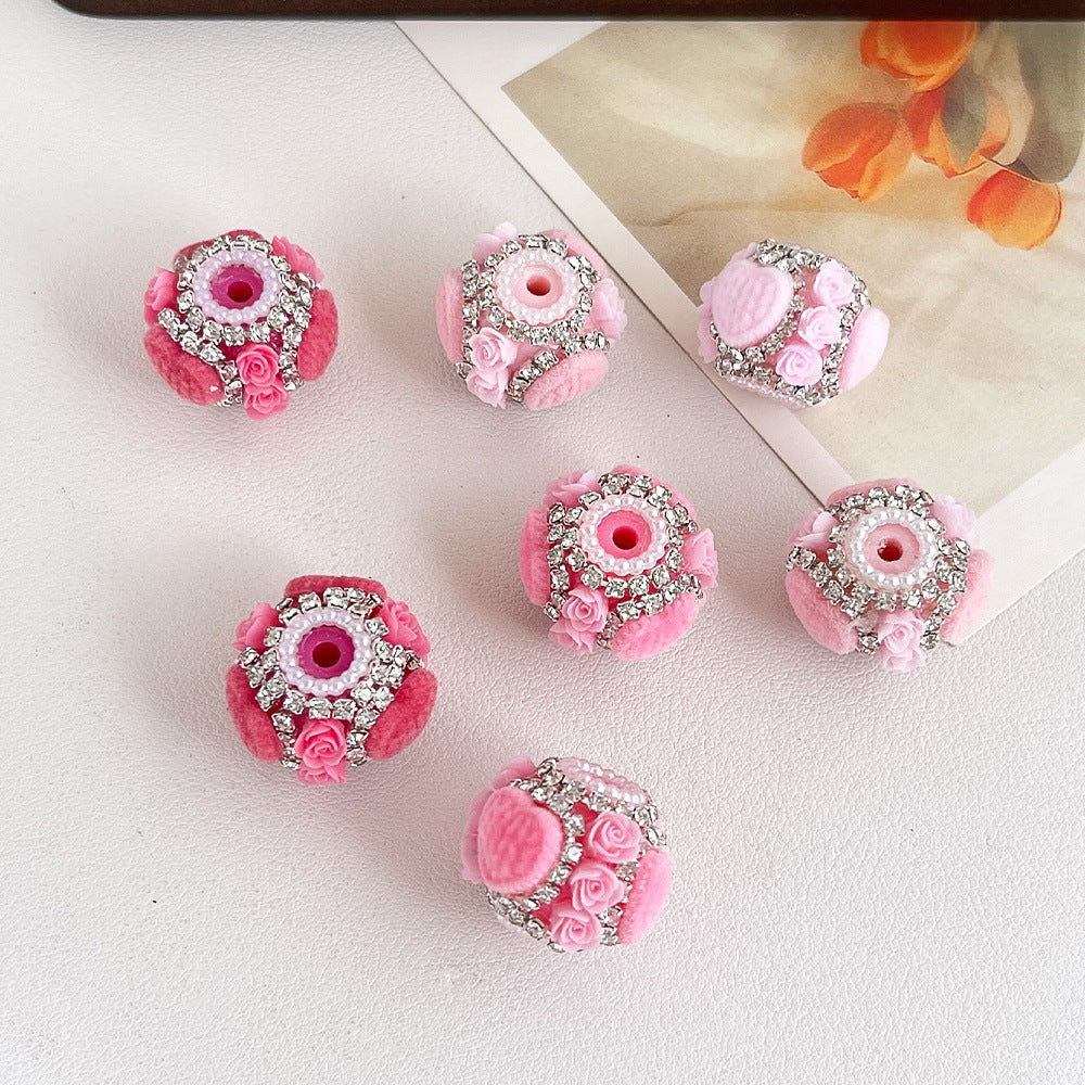 Wholesale 20pcs Valentine's Day pink rose Crystal Beads