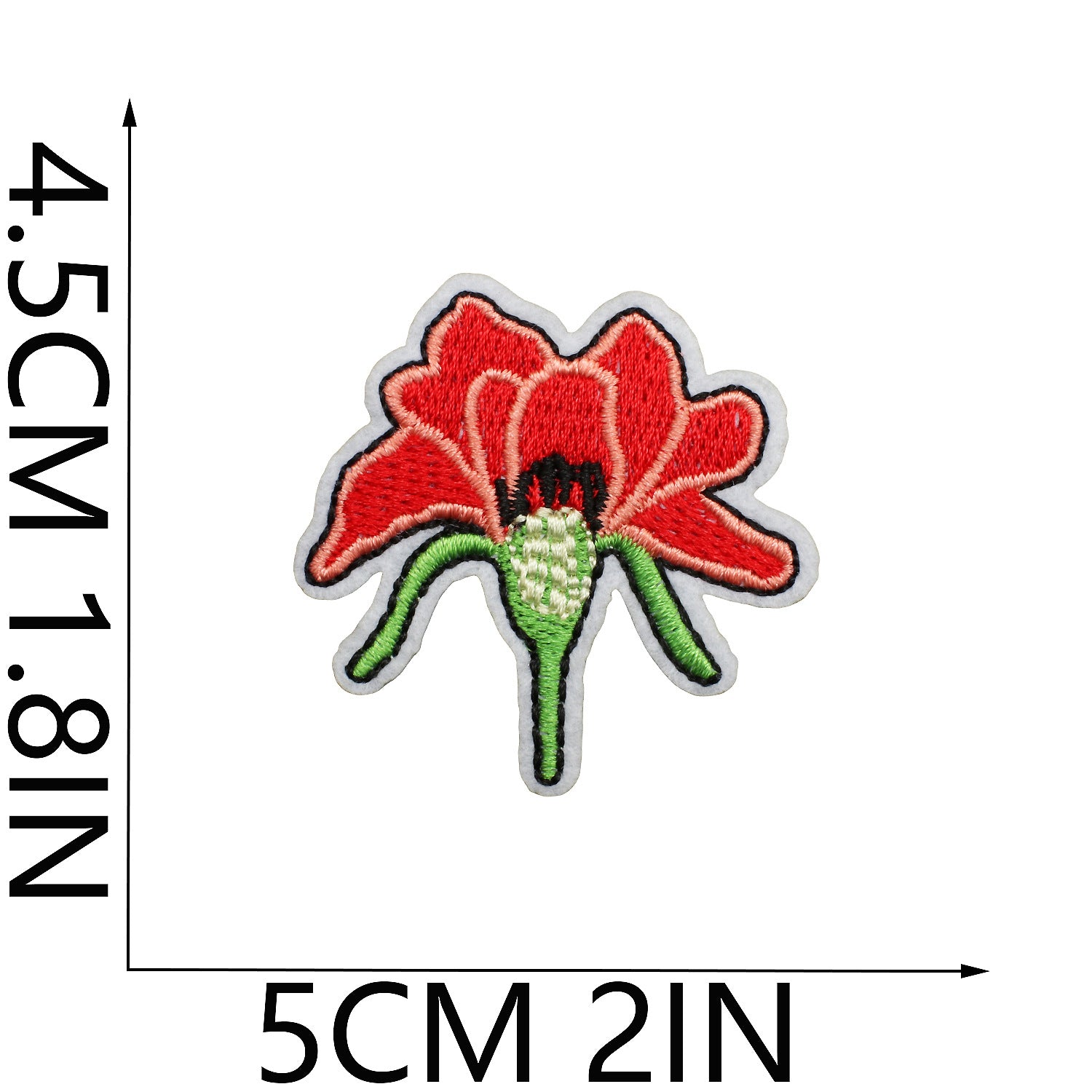 Wholesale Tulip Floral Embroidered Patch Iron On Peony Applique DIY Clothing Bag Decorative Craft Supply