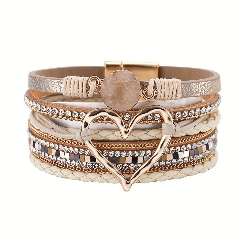 Wholesale Bohemian Love Weaving Diamond Set Bracelet Layered Bracelet Set