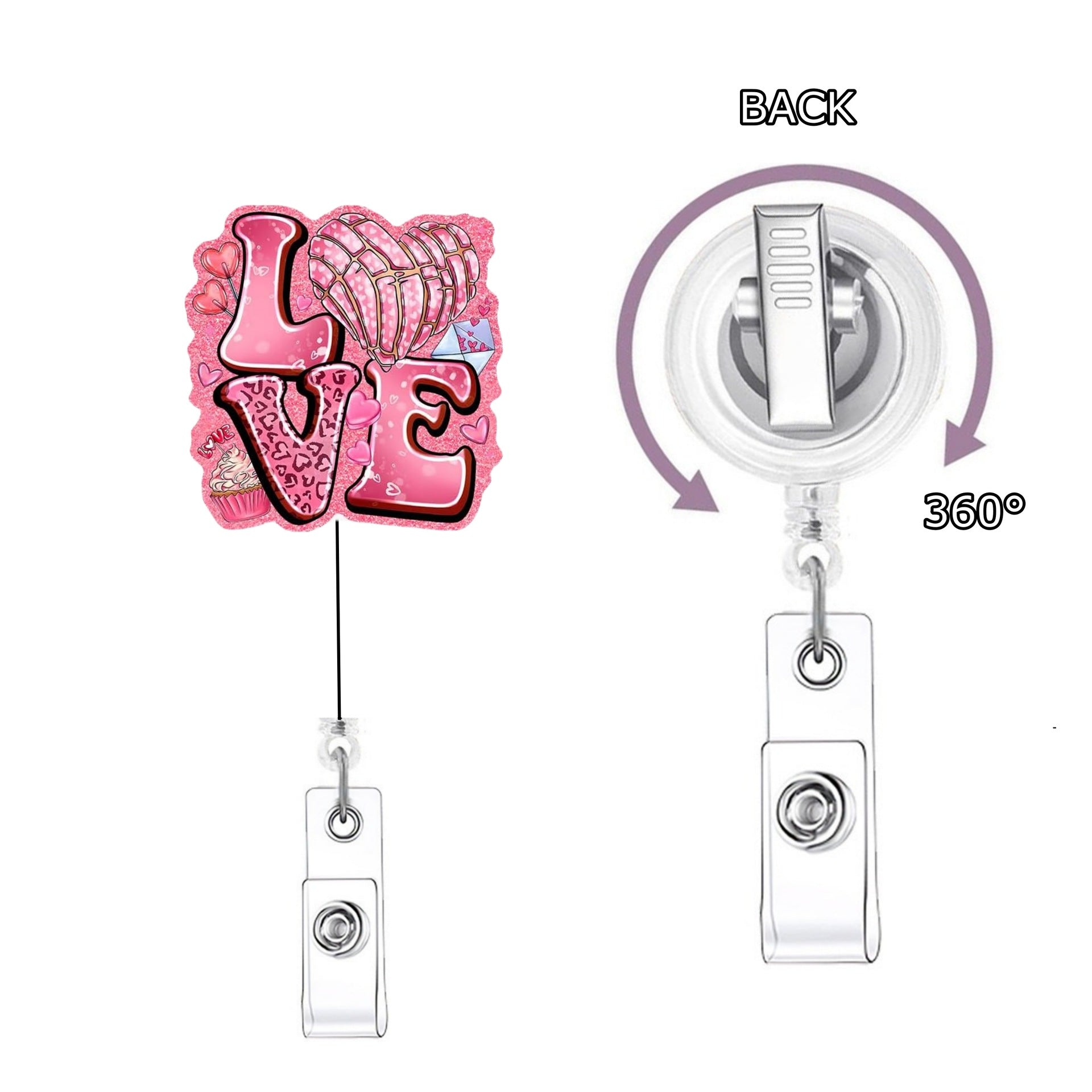 Wholesale romantic heart-shaped acrylic retractable  Badge Reels