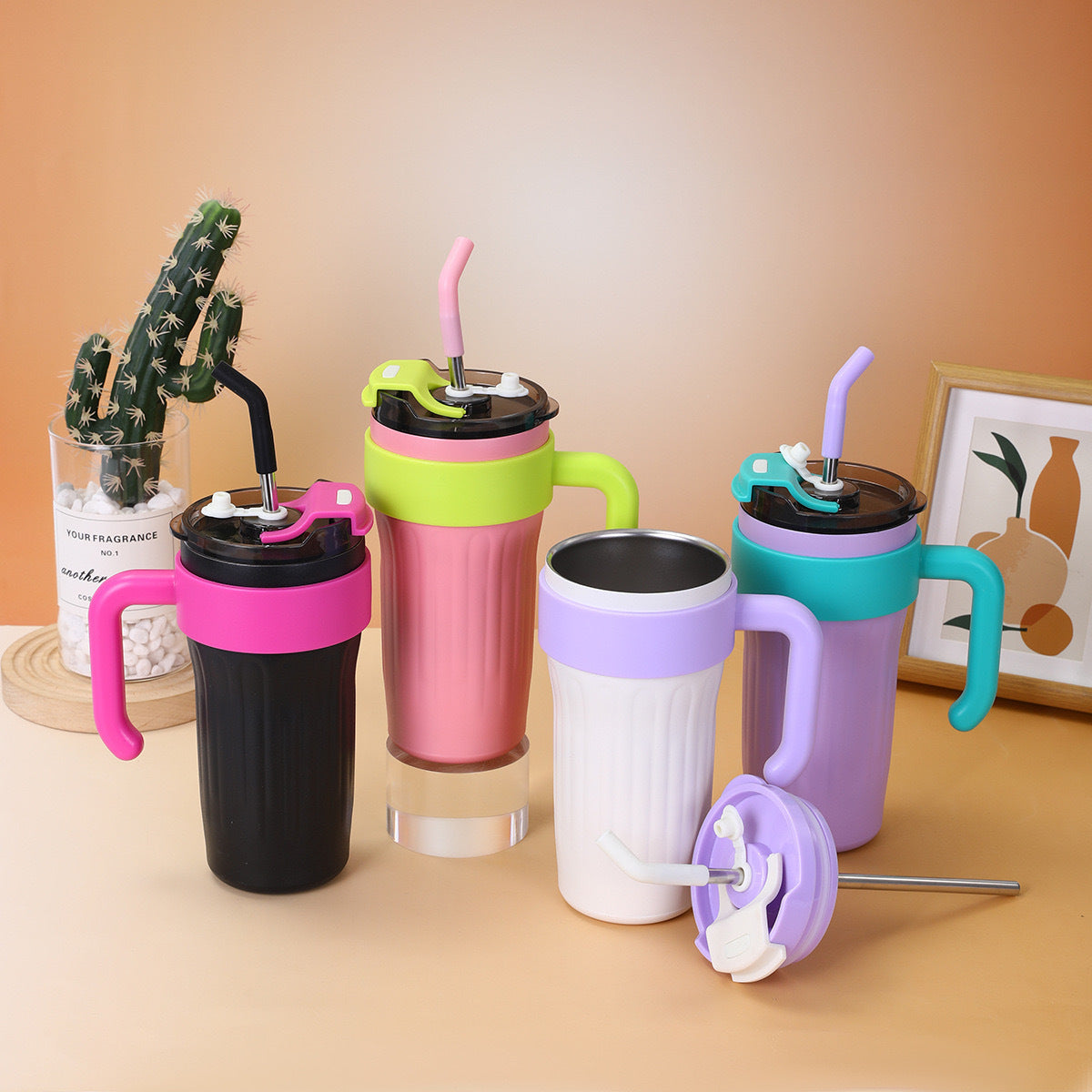 Wholesale American Handle Coffee Stainless Steel Large Capacity Straw Ice Bomber Cup