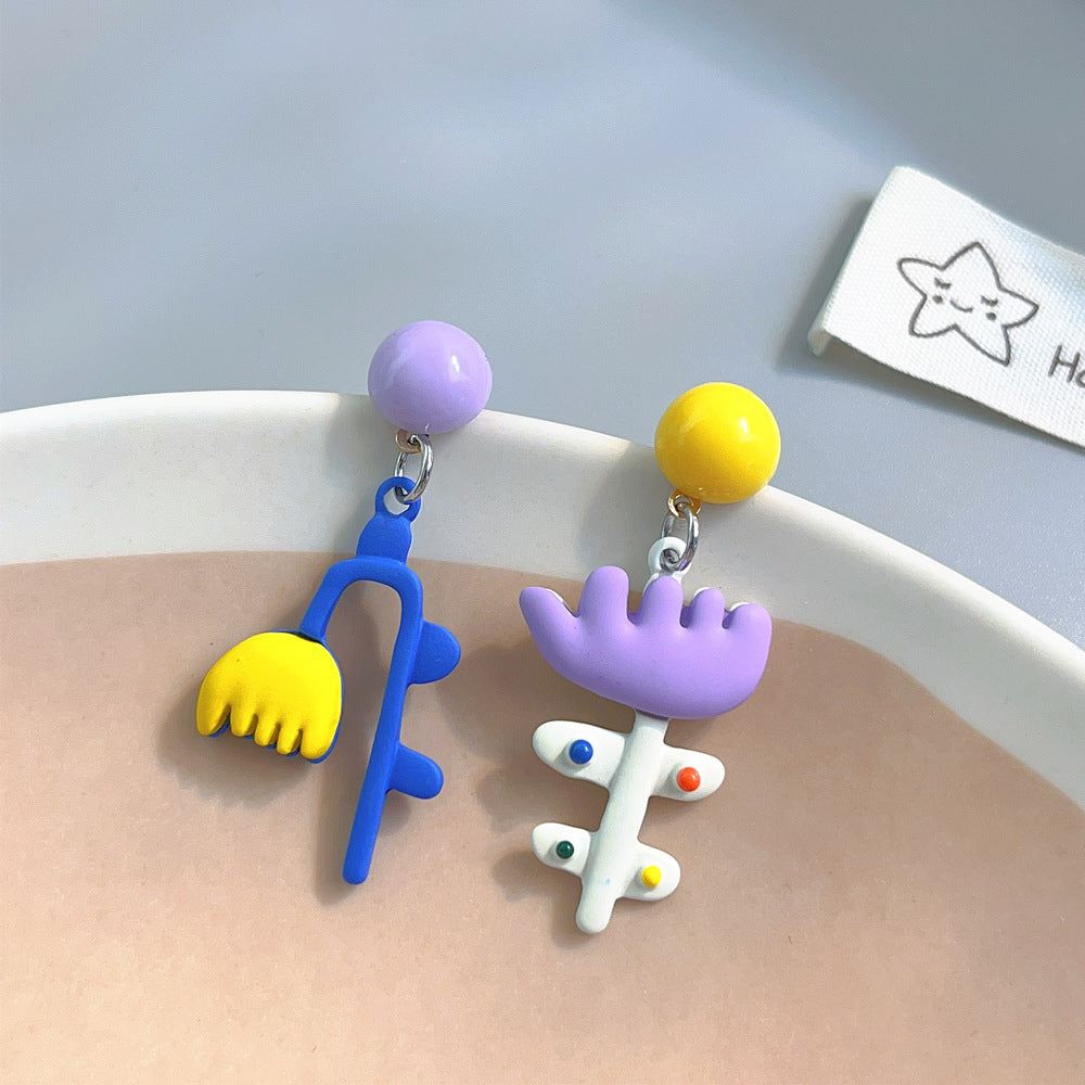 Wholesale Cartoon Color Flower Alloy Earrings