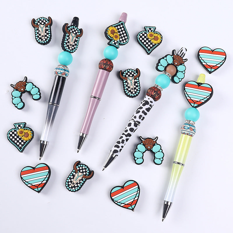 Wholesale 20pcs/pack Small  silicone beads highland cattle straight hole diy beads