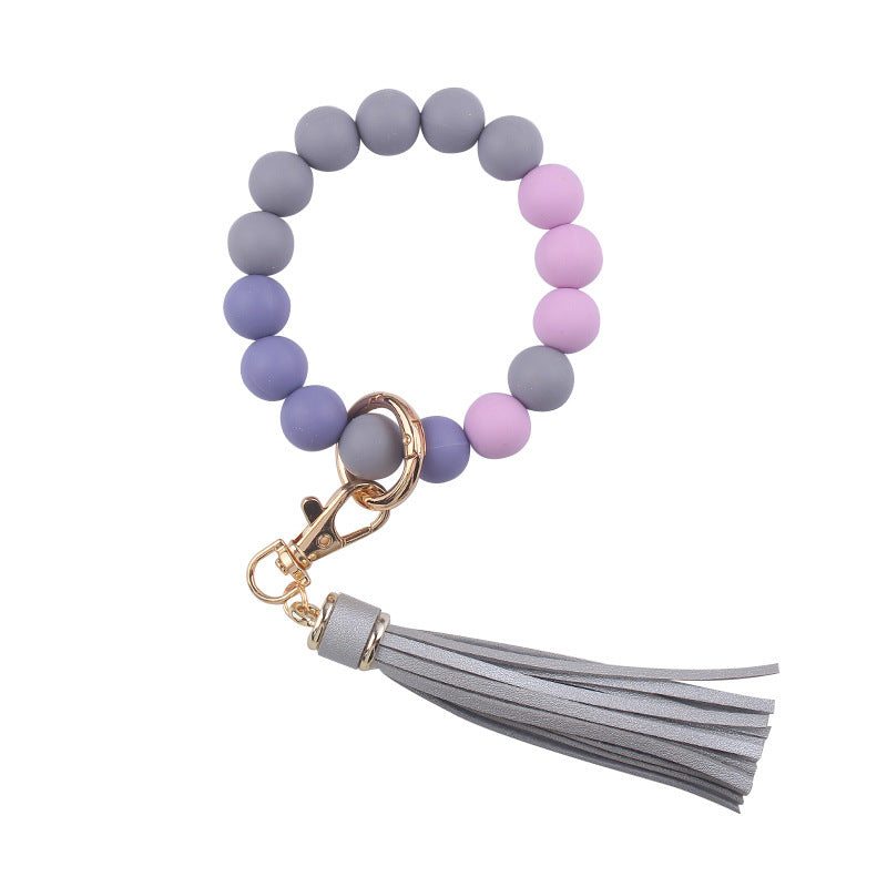 Wholesale Cartoon Solid Color Silicone Beaded Wrist Keychain