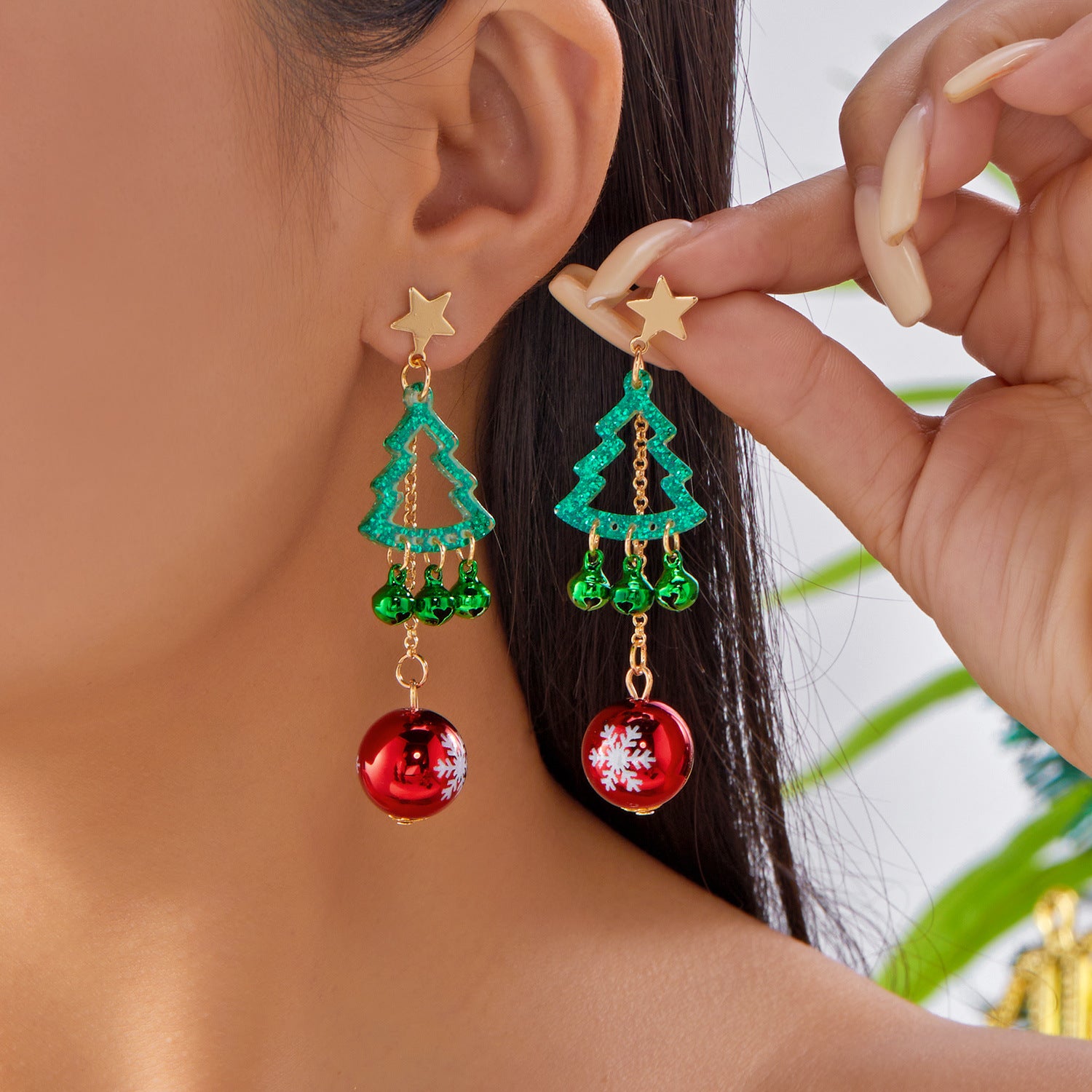 Wholesale New Christmas earrings for women all-match holiday Christmas gingerbread man cane earrings