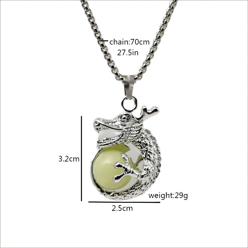 Wholesale Fluorite Zodiac Luminous Dragon Pearl Necklace