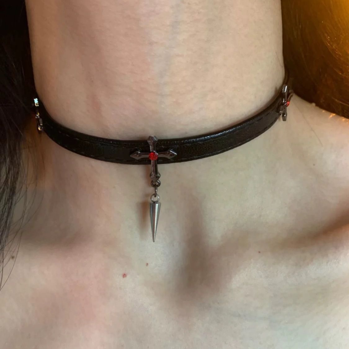 Wholesale Gothic style red cross dark long necklace