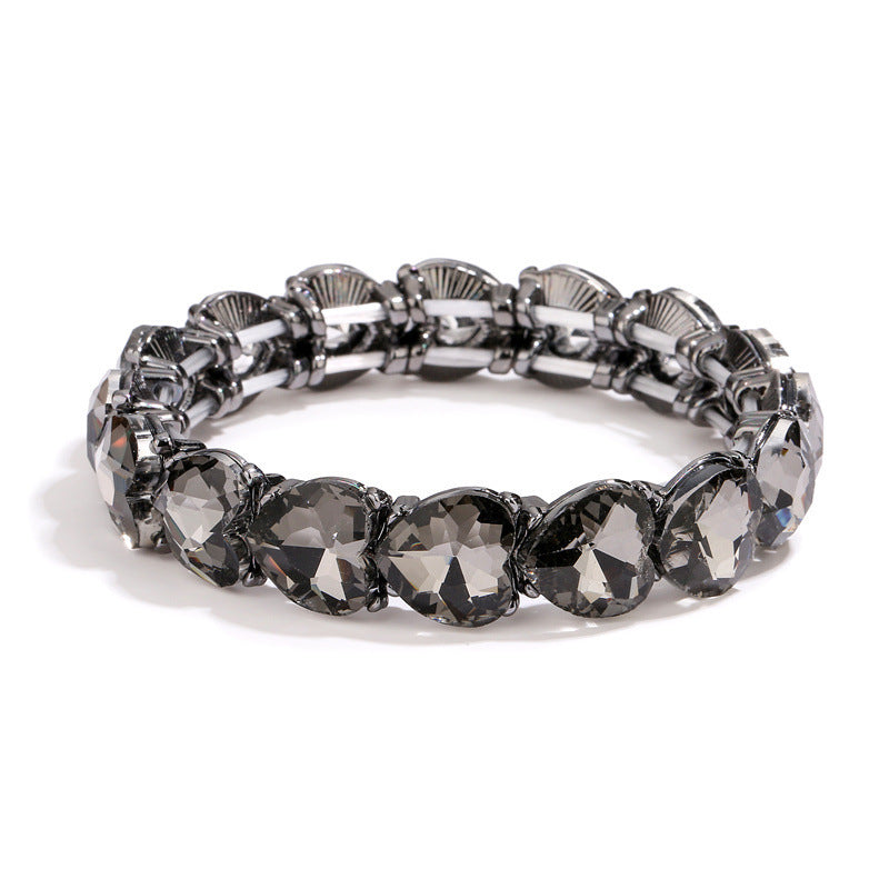 Wholesale Alloy Glass Stone Elastic Thread Love Bracelet