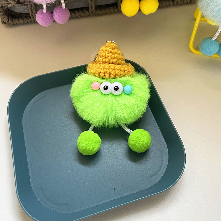 Wholesale Internet celebrity ugly cute plush cute small coal ball key chain