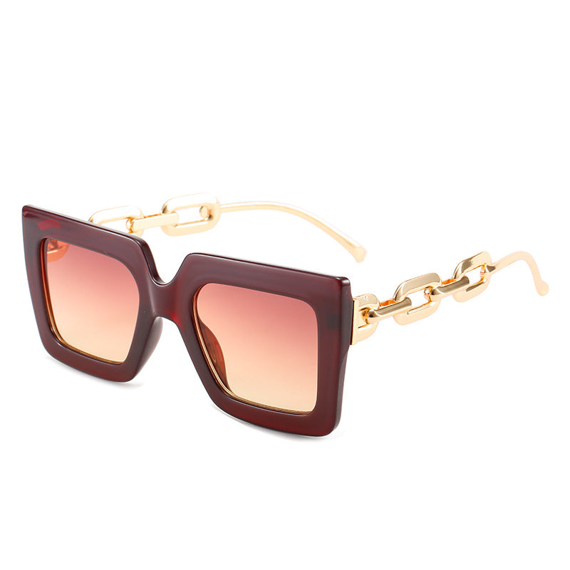 Wholesale Square Large Frame Chain Sunglasses