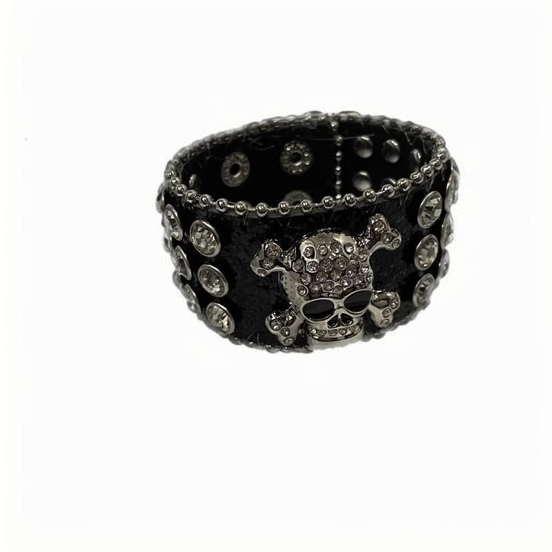Wholesale Cross punk rhinestone leather willow nail bracelet
