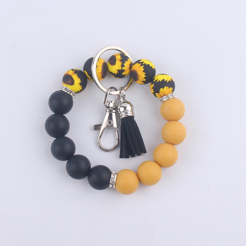 Wholesale Leopard Print Silicone Tassel Keychain