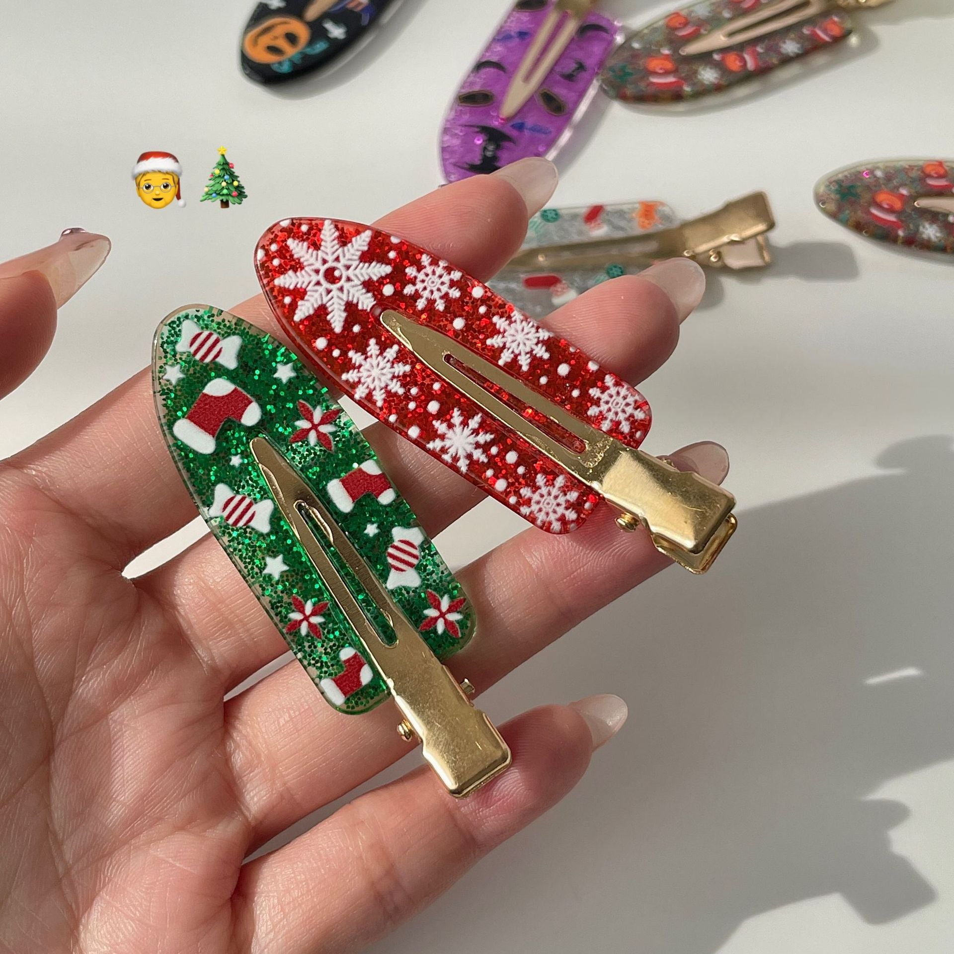 Wholesale Candy Christmas Socks Elk English Letter Hair Clip