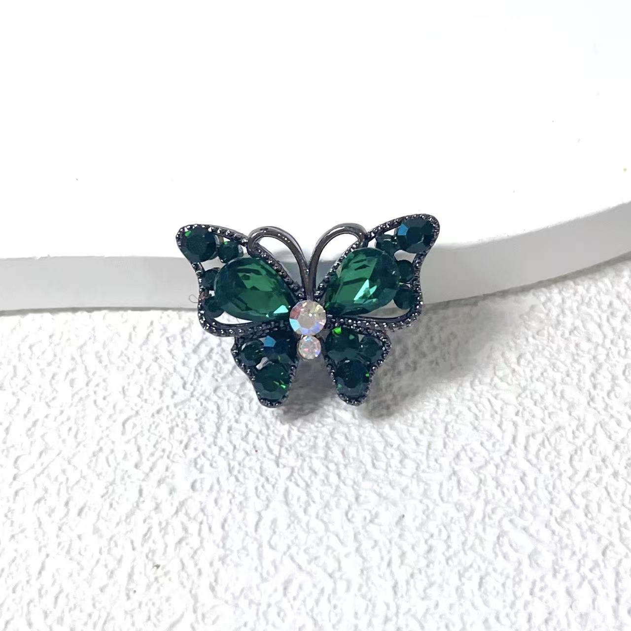 Wholesale  10pcs Crystal Diamond Three Dimensional Butterfly Straight Hole Beads