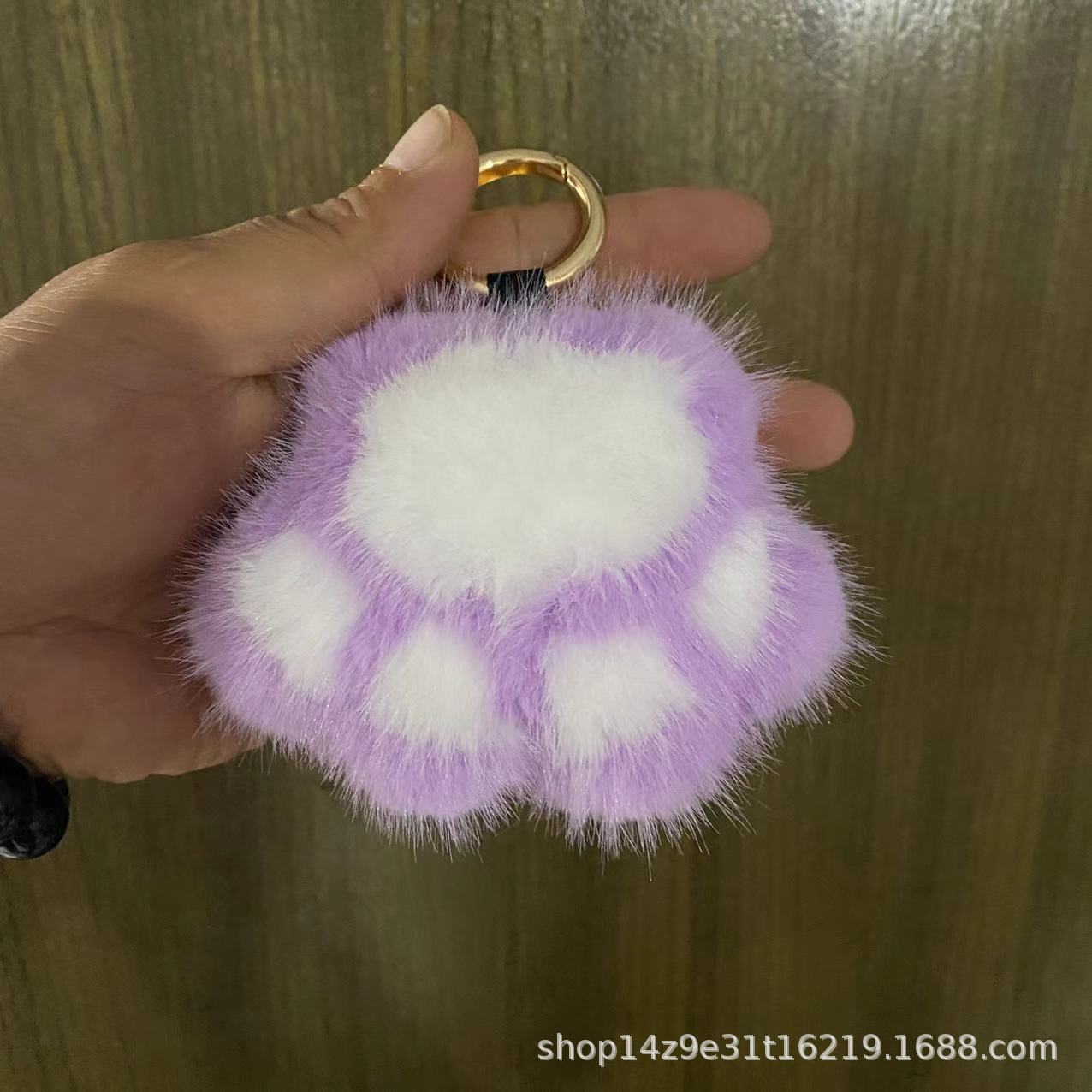 Wholesale 5pcs Paw Plush Pendant Cute Cat Keychain