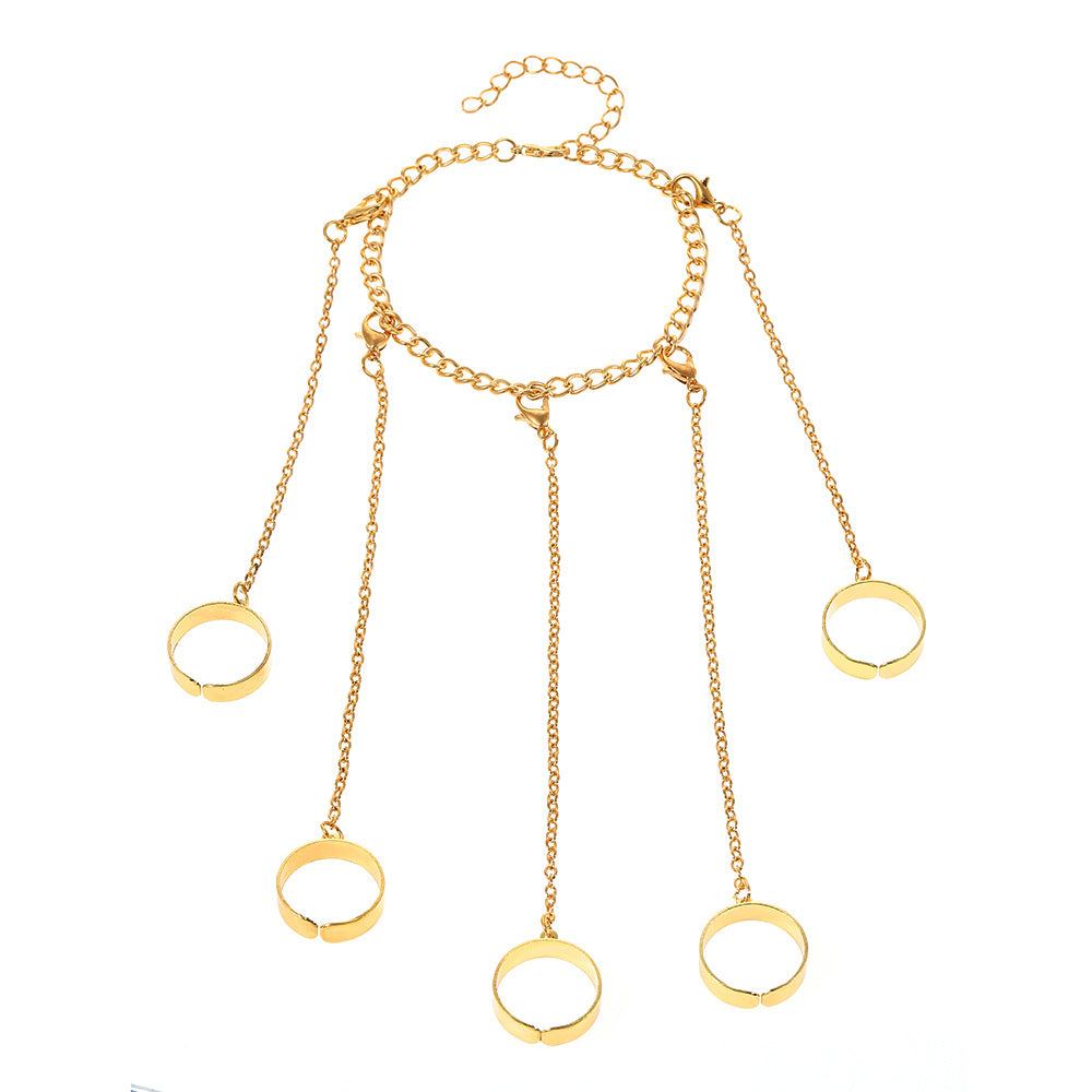 Wholesale Butterfly Heart Pearl Mitten Ring Alloy Bracelet