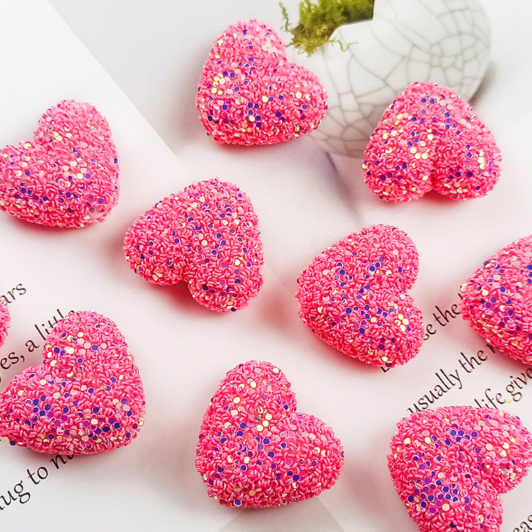 Wholesale Sequined heart-shaped straight hole Acrylic Beads