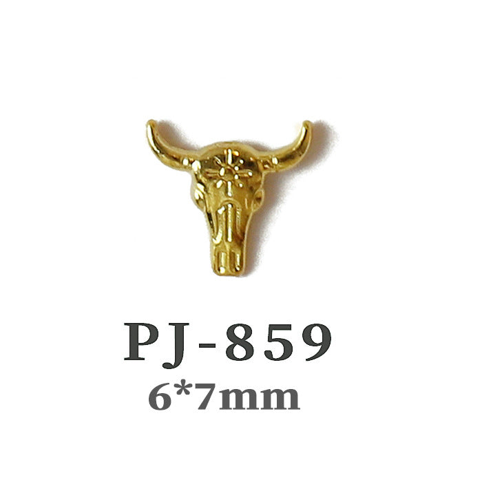 Wholesale  Metal Nail Art Charms Antelope Head Wings Leopard Head Manicure Decorative Accent