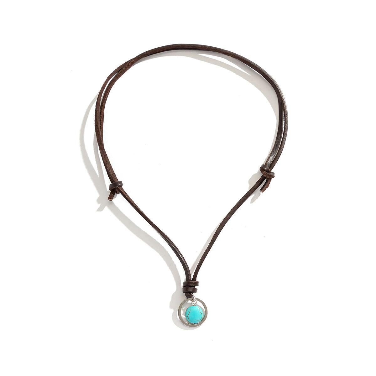 Wholesale Ring Turquoise Vintage Leather Collarbone Chain