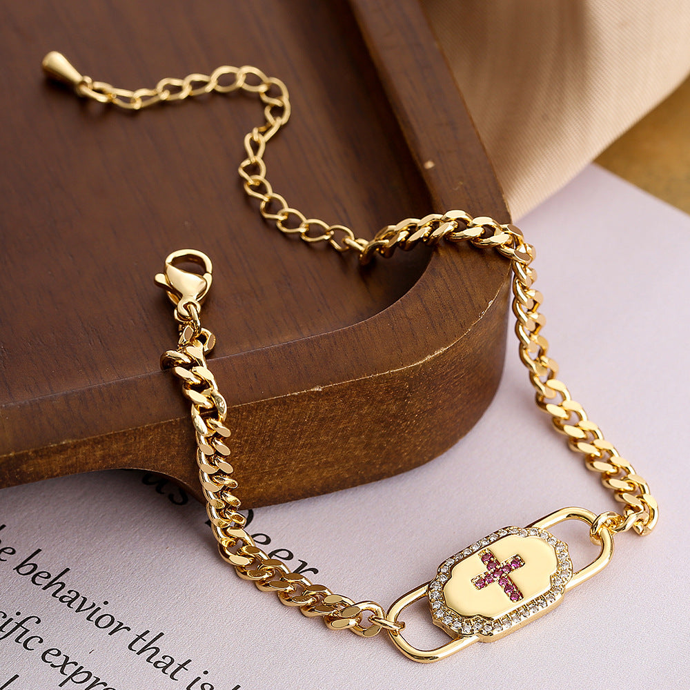 Wholesale Zircon Heart Copper Bracelet