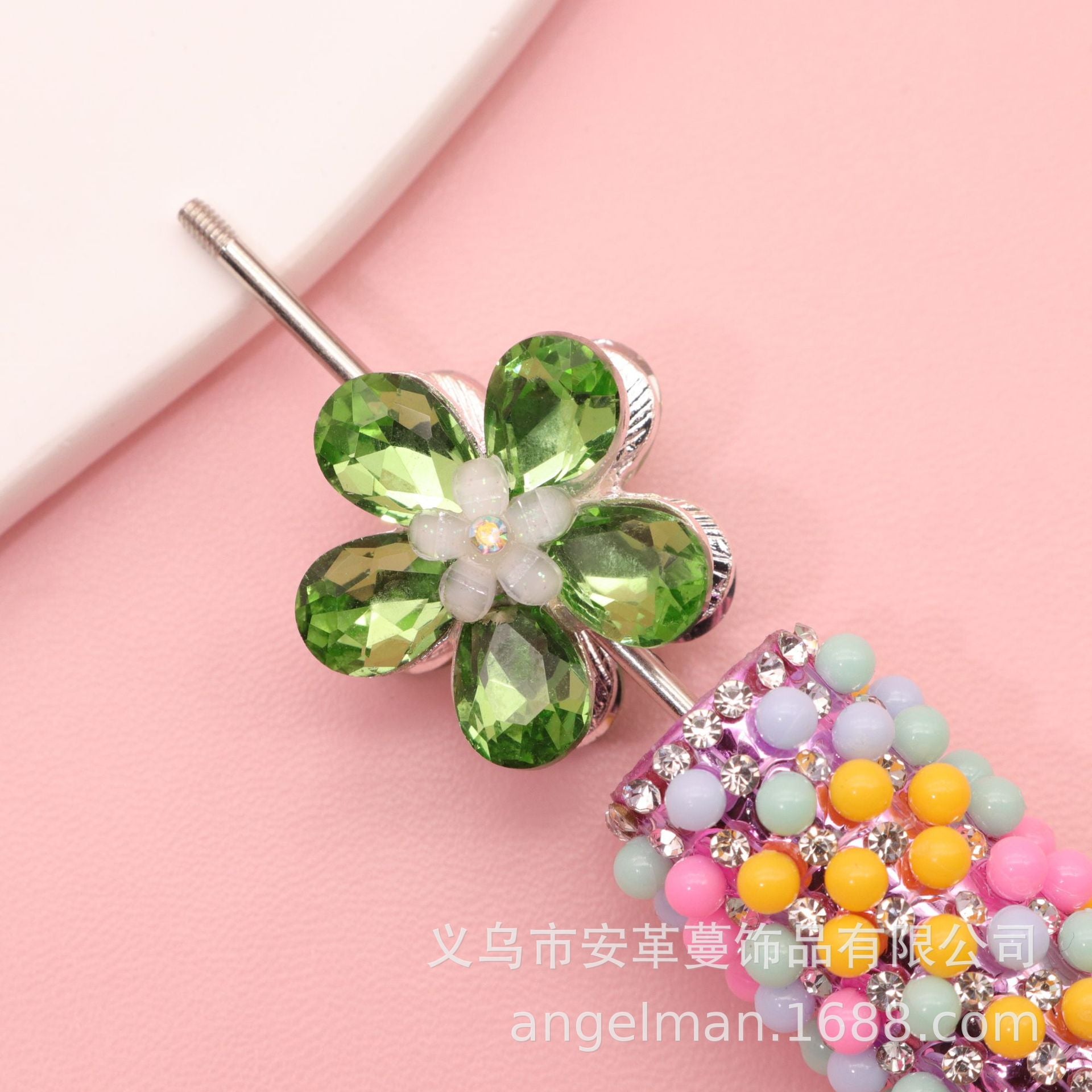 Wholesale Five-leaf flower beads double-sided crystal flower electroplating DIY beads