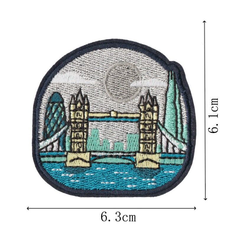 Wholesale Embroidered Travel Patch Set 9 Iron On World Landmark Badges For Clothing Towels And DIY Decor