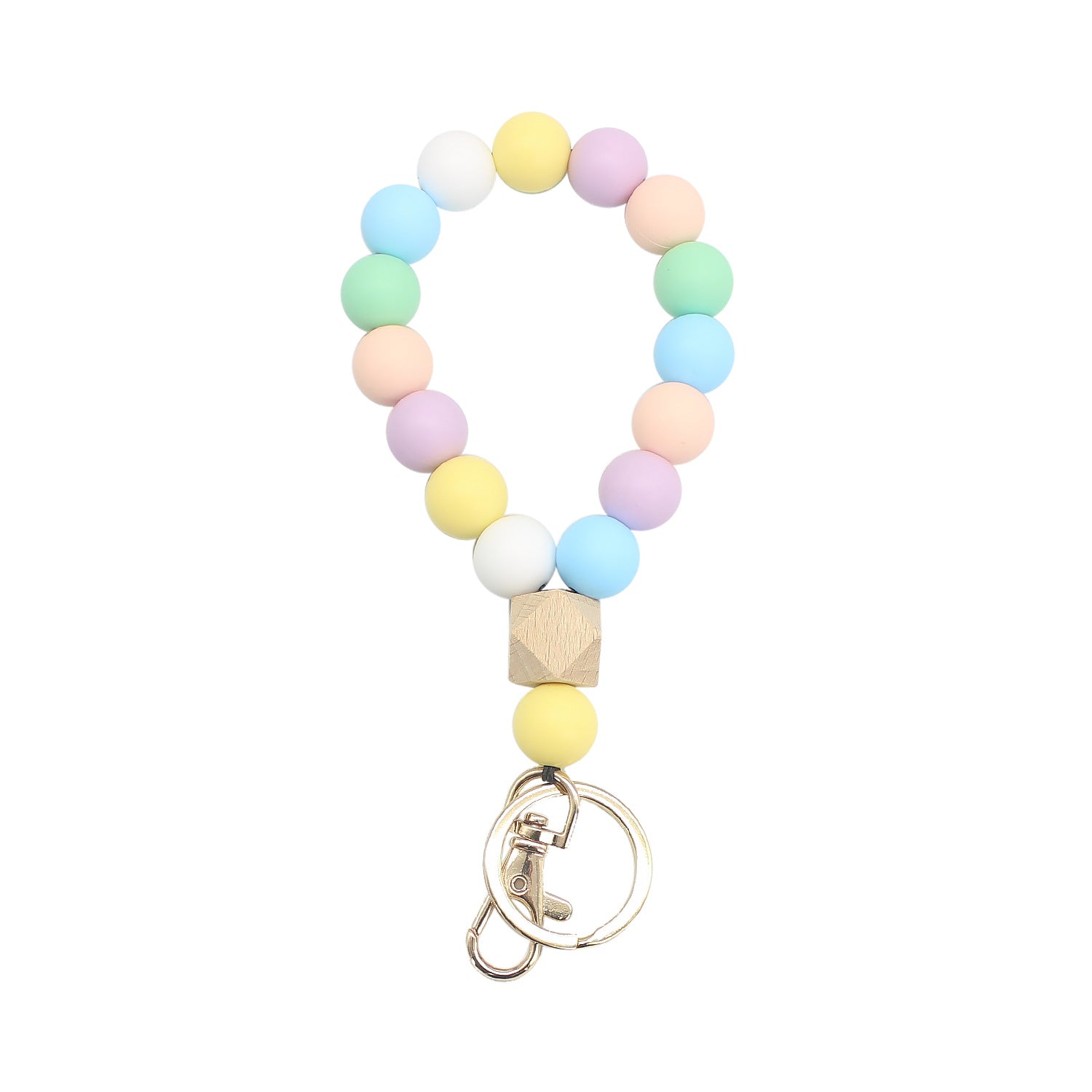 Wholesale Silicone Color Beaded Bracelet Keychain