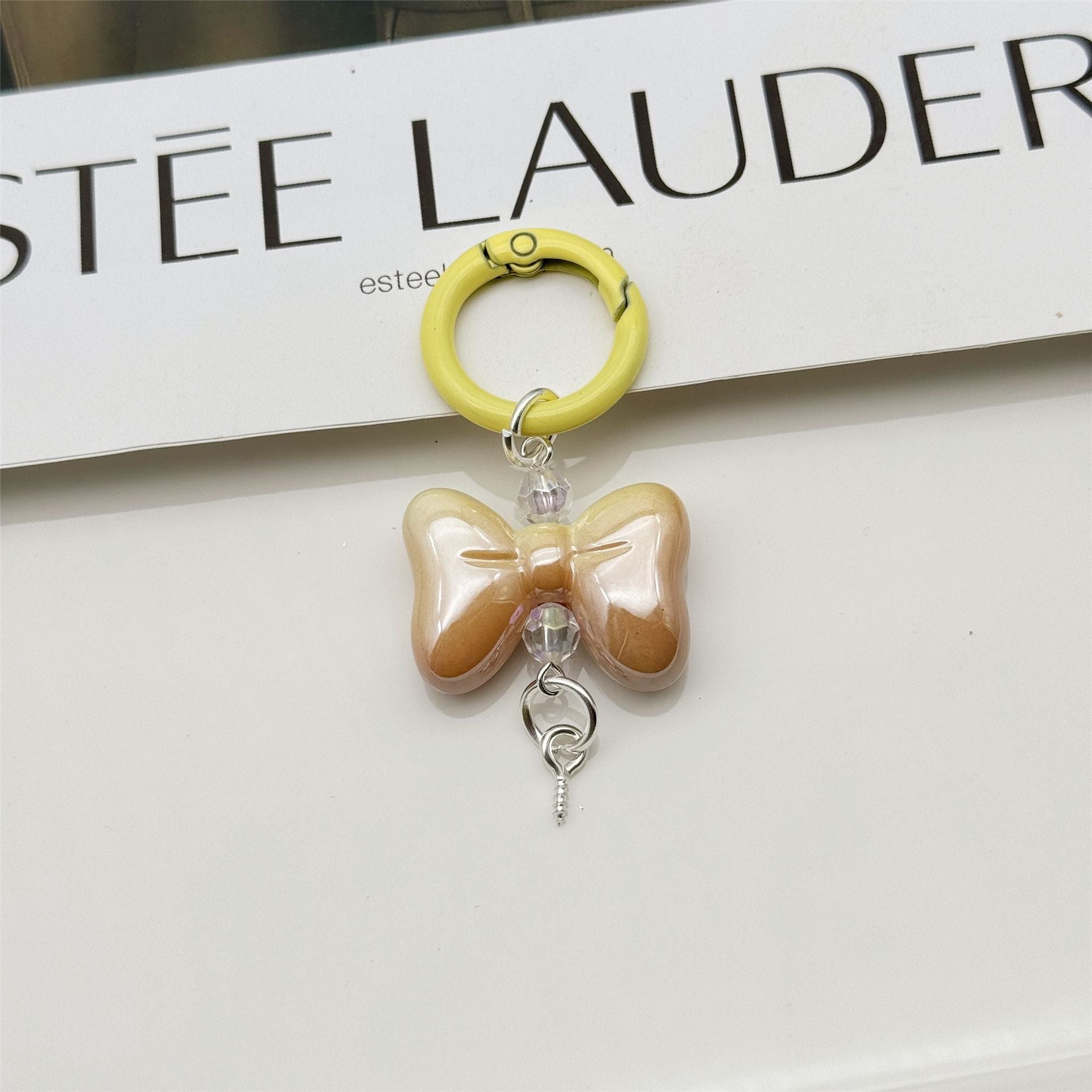 Wholesale Candy Color Bow Keychain Color Spring Buckle Cute Bag Pendant