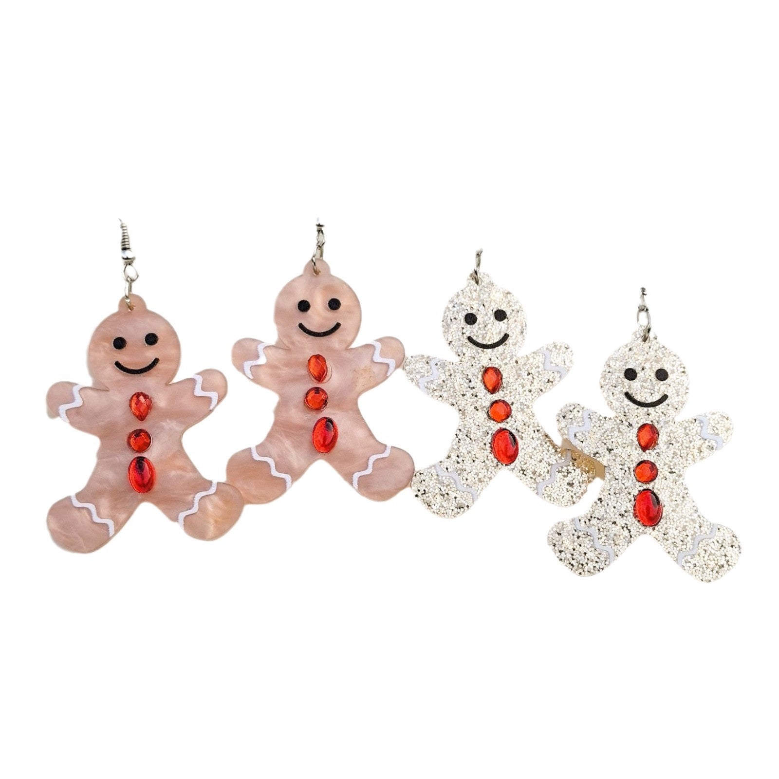 Wholesale Acrylic Christmas Cat Earrings With Rhinestone Water Pattern Cute Gingerbread Man Design Holiday Party Fashion Accessory Gift