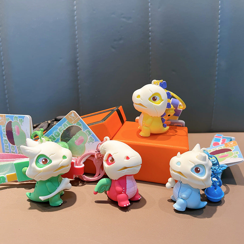 Wholesale Small Dinosaur Skull Cross Dressing Series Cartoon PVC Keychain