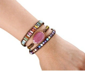 Wholesale Bohemian Natural Rhodolite Creative Multi-layer Bracelet