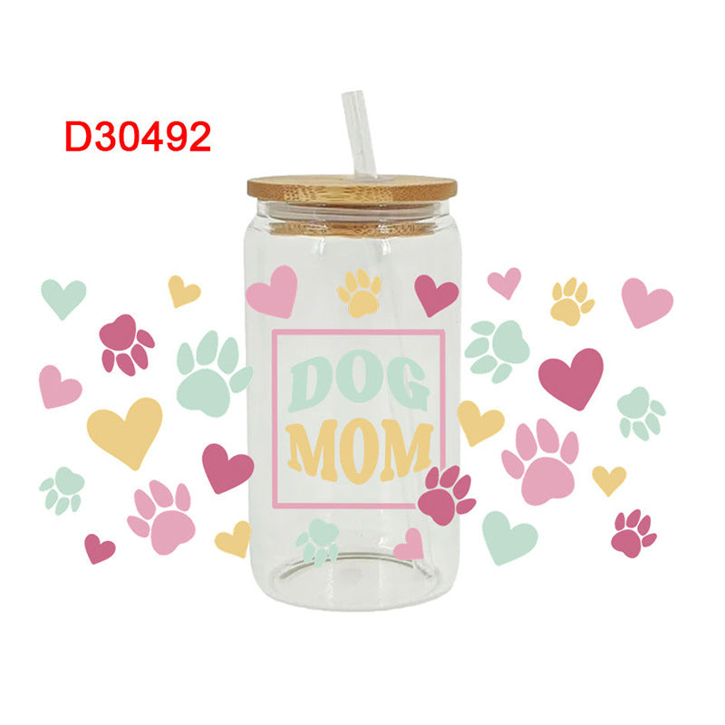 Wholesale Flower Leopard Pattern Mother's Day  16oz Cup UV DTF Wraps