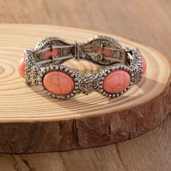 Wholesale Bohemian style new simple fashion oval pattern turquoise environmentally friendly bracelet