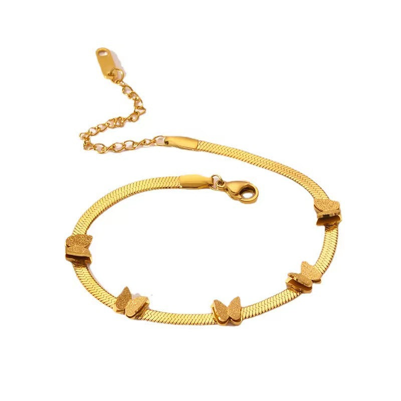 Cadena de ósea de la serpiente de la mariposa de flores al por mayor no brazalete de acero de titanio no desanimado