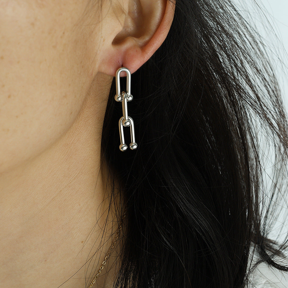 Wholesale Stainless Steel U-shaped Chain Titanium Steel Horseshoe Buckle Stitching Bracelet Necklace Set