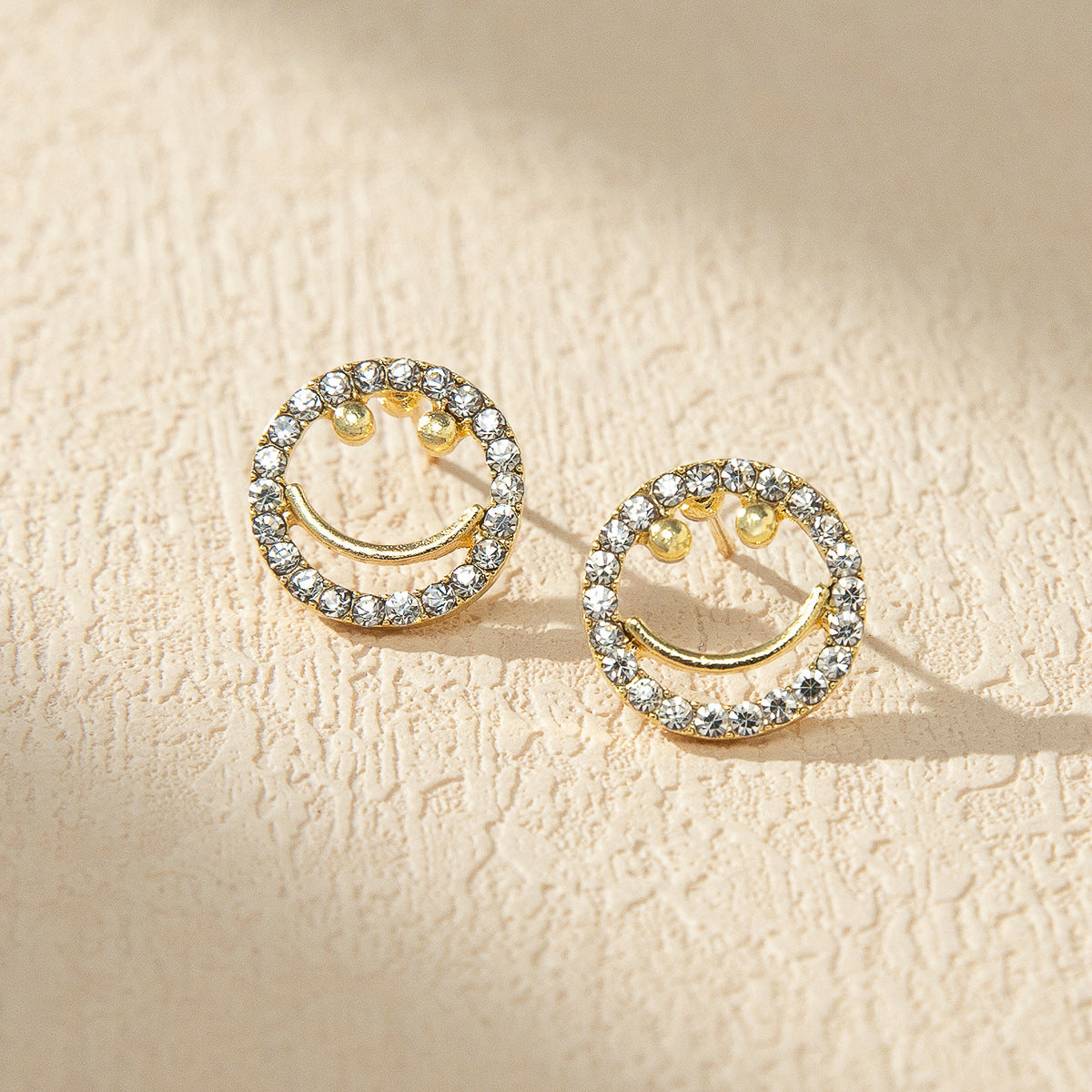 Wholesale Sparkling Rhinestone Smiley Face Earrings