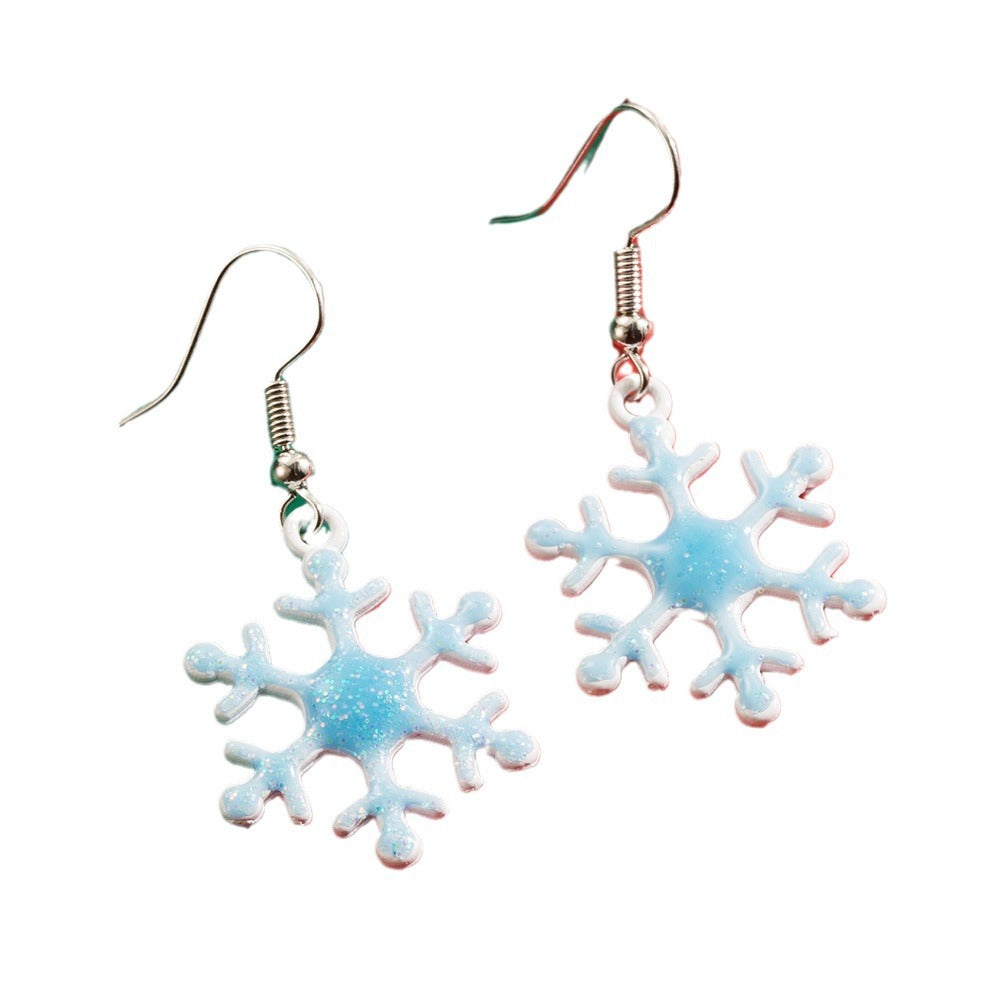 Wholesale The New Christmas Elements Are Fashionable and Versatile, and The Cut-out Snowflake Bow Dripping Oil Earrings