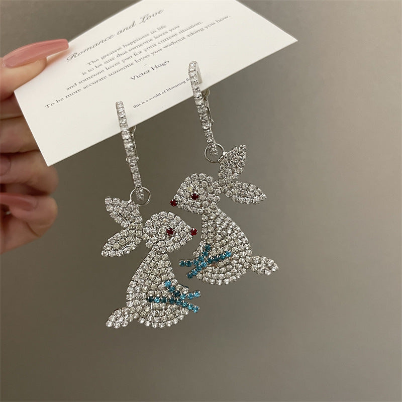 Wholesale Wholesale S925 silver needle flash diamond jade rabbit exaggerated earrings