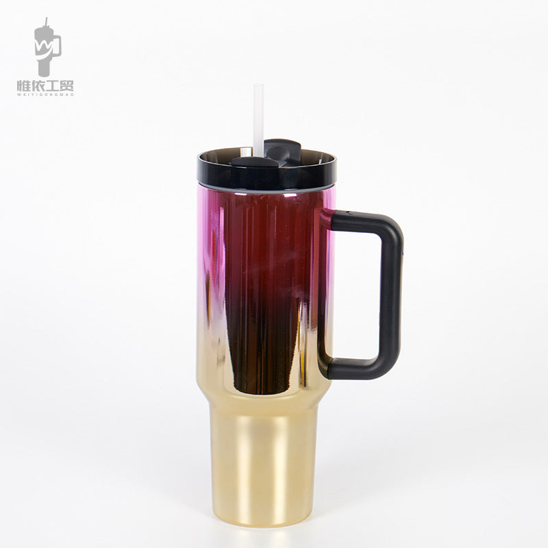 Wholesale Tumbler 40ozUV Electroplated Stainless Steel Straw Handle Ice Cup