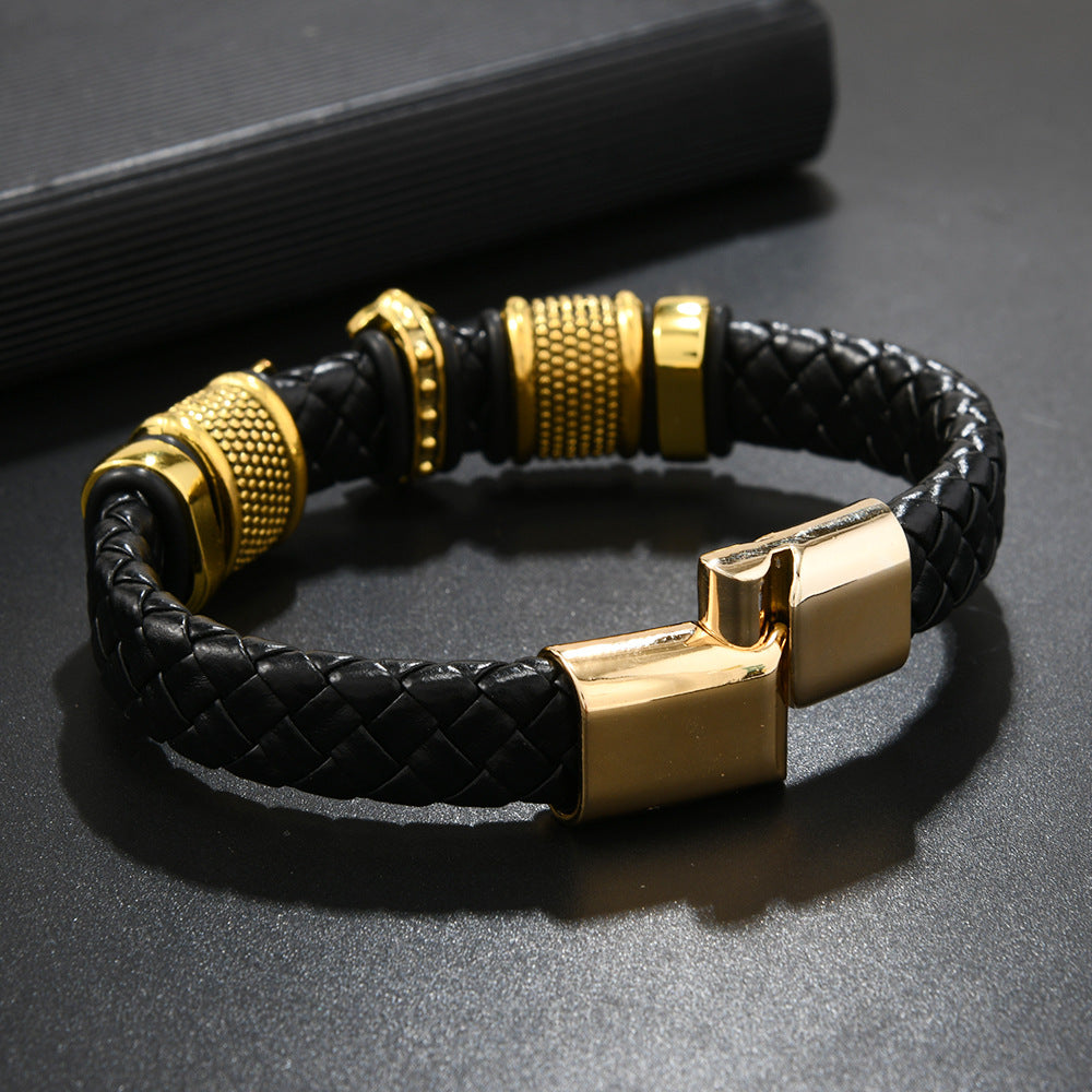 Wholesale Personalized Retro Multi-Layer Leather Men's Magnetic Buckle Jewelry Bracelet