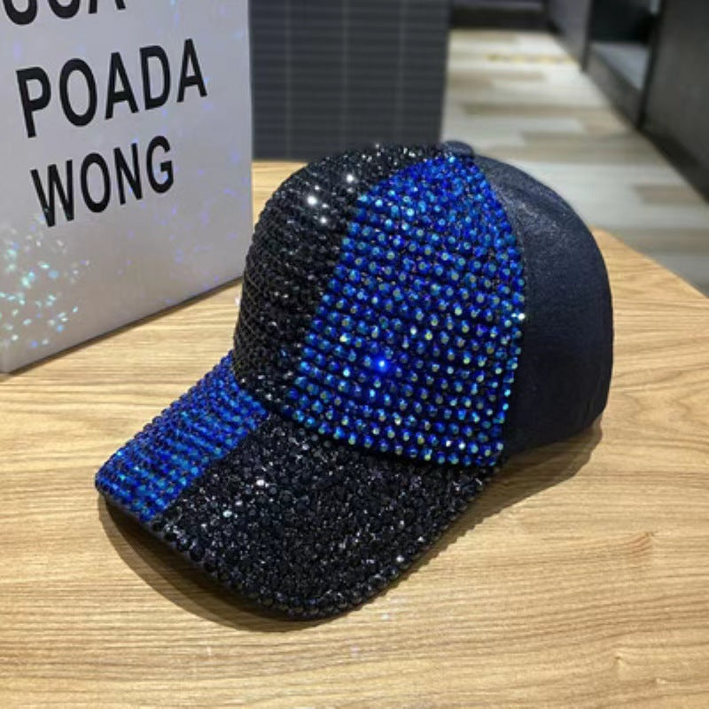 Wholesale Cotton Two-color Patchwork Diamond Studded Baseball Caps