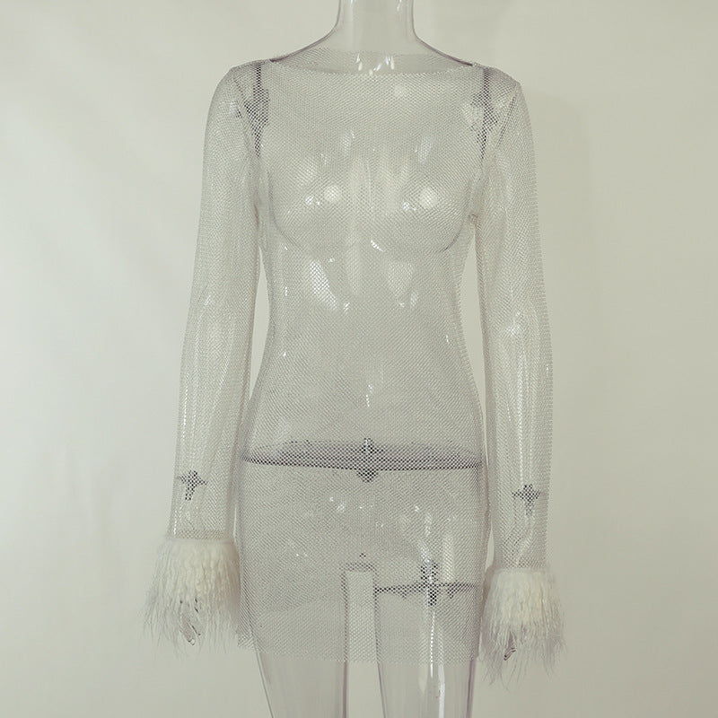 Wholesale Nylon Woolen Fine Sparkling Mesh Dress