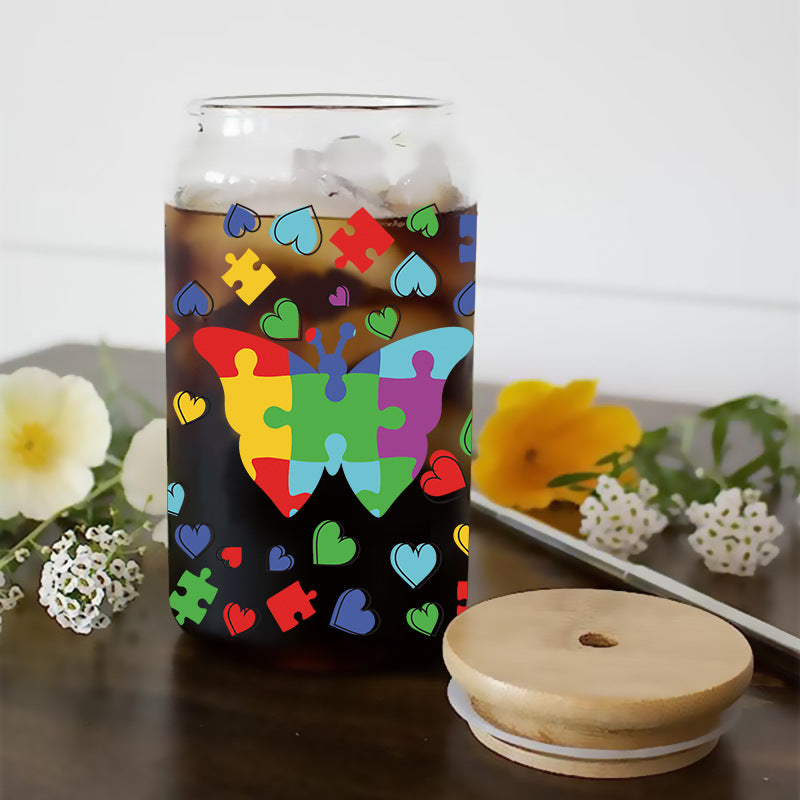 Wholesale Colorful Cartoon Puzzle 16oz Cup UV DTF Wraps