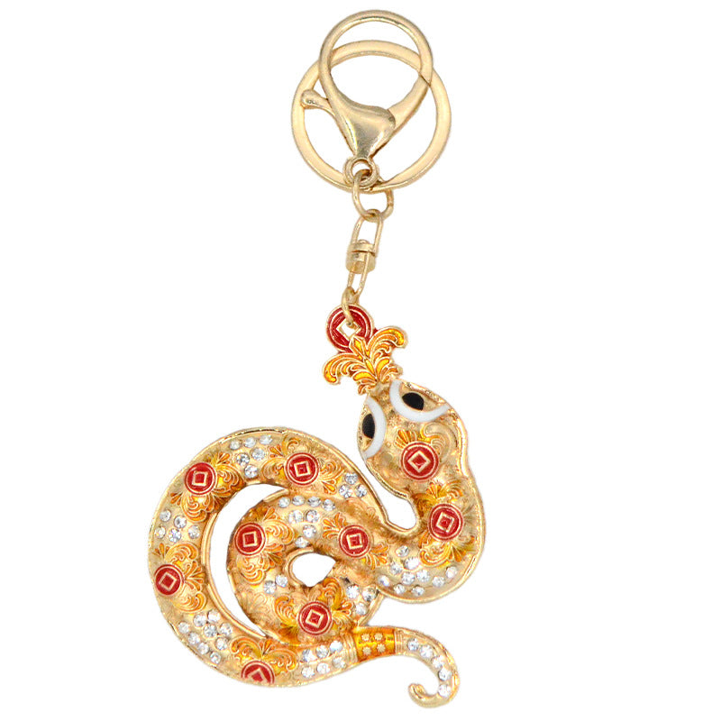 Wholesale Korean cross-border wholesale color snake keychain car pendant zinc alloy set rhinestone animal series backpack key chain