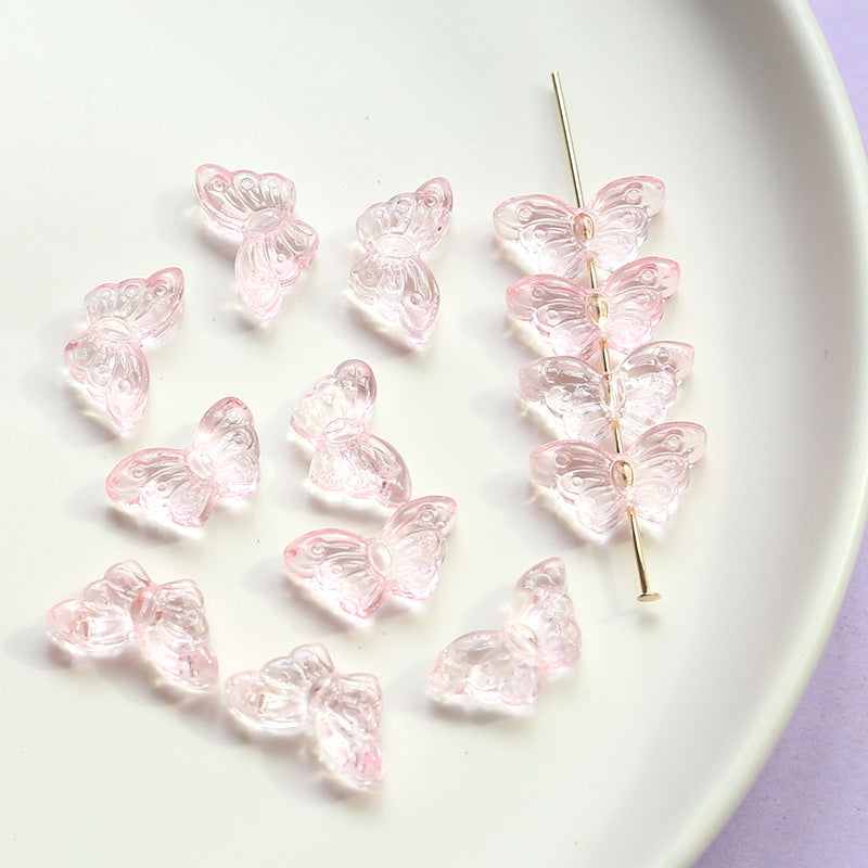 Wholesale 10pcs Retro Butterfly Colorful Glass Acrylic Beads